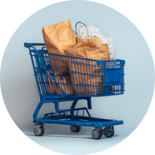 Shopping cart with bags
