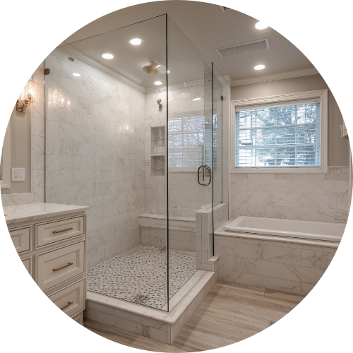 Updated bathroom with glass shower