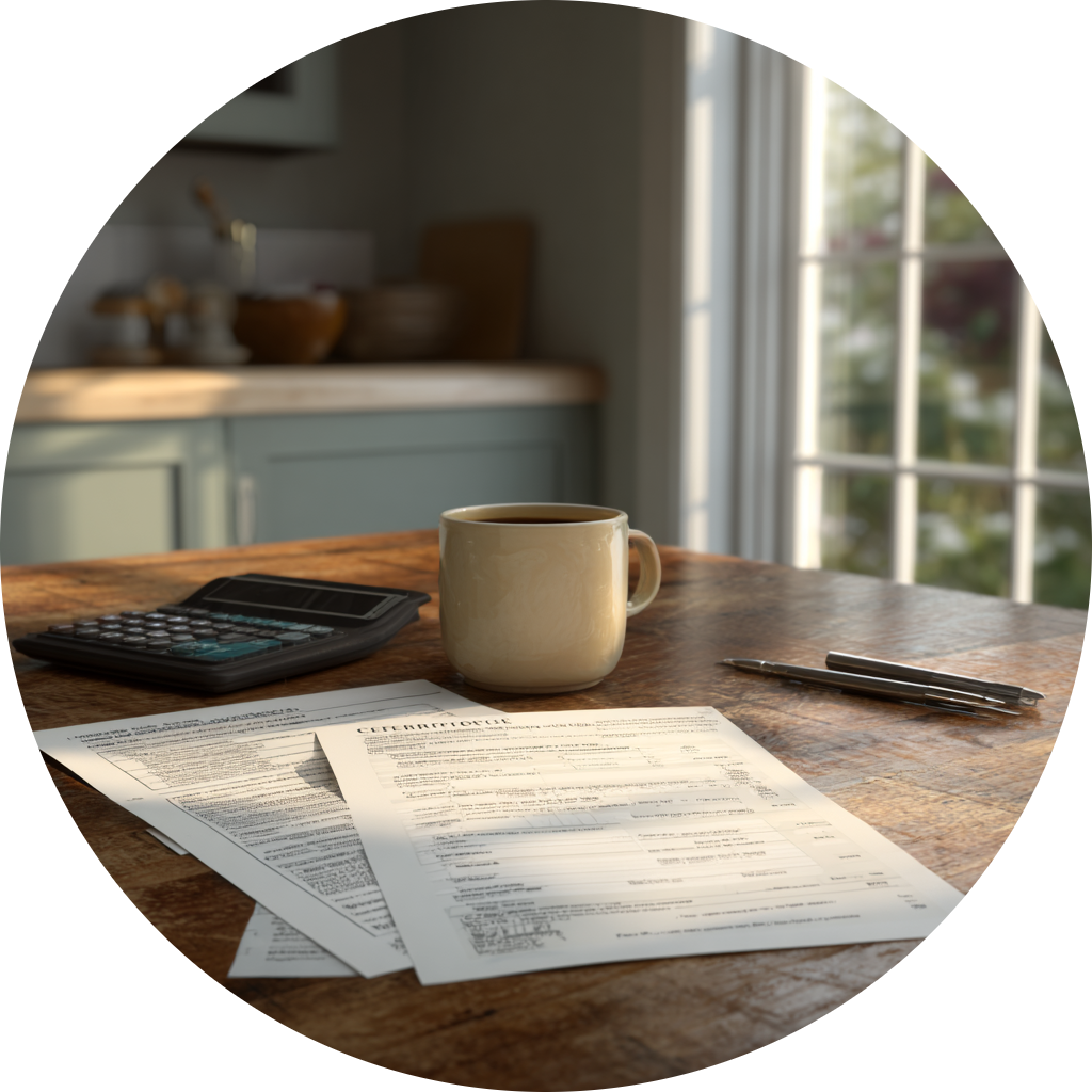 Certificate paperwork on a table